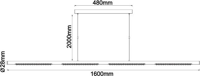 Lustra LED suspendata liniara MECA 38W alb 4000K