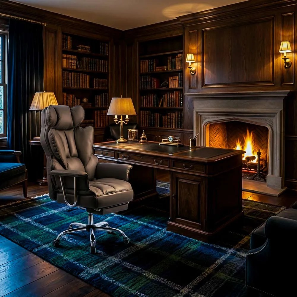 Scaun directorial gri din piele ecologica rezistent pana la 150 kg OFF 413