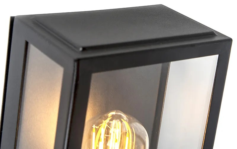 Lampă de perete exterioară neagră cu senzor de mișcare IP44 - Rotterdam