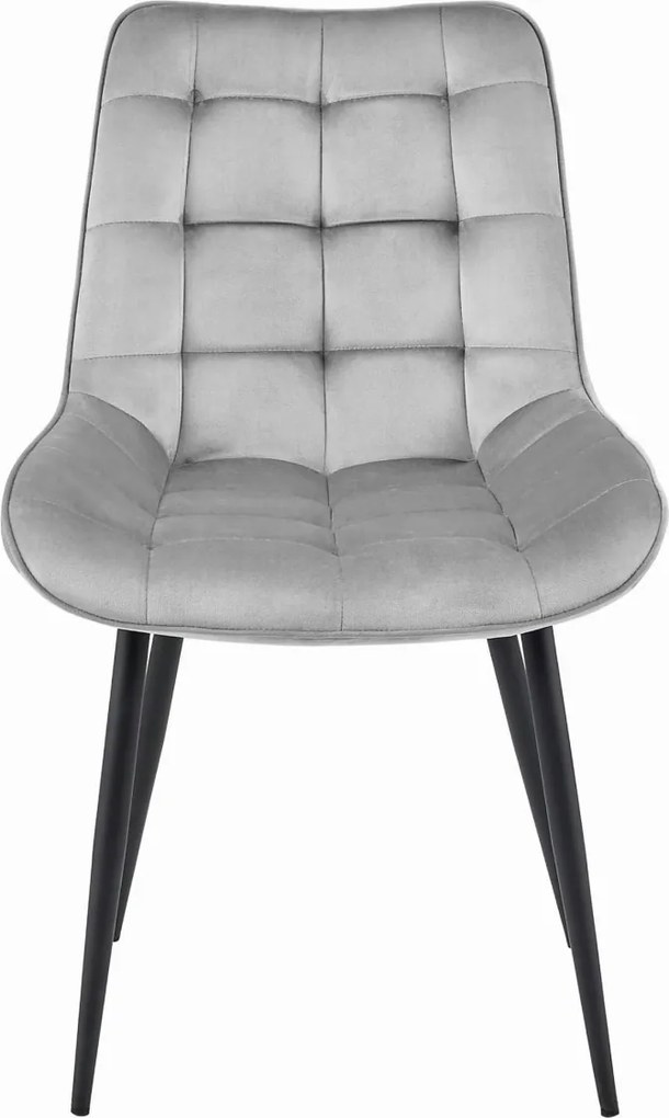 Scaun din catifea BERA gri deschis cu picioare negre