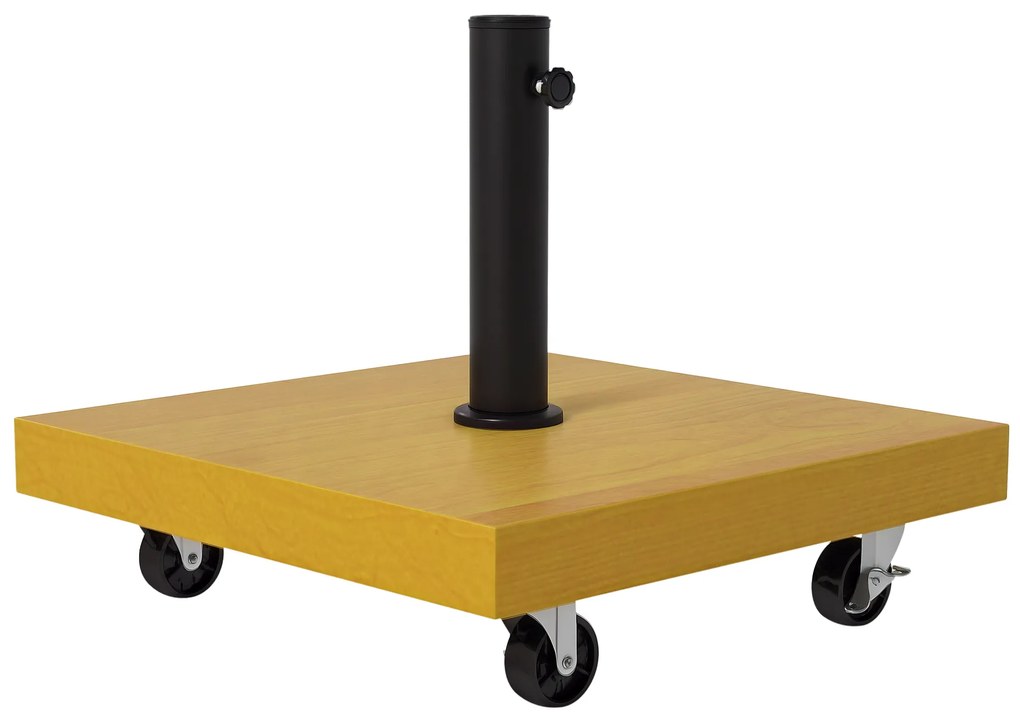 Outsunny Bază pentru Umbrelă cu Bară de 34/38/48mm din Metal şi Ciment cu Roţi cu Frână, 45x45x36.5 cm, Galben | Aosom Romania