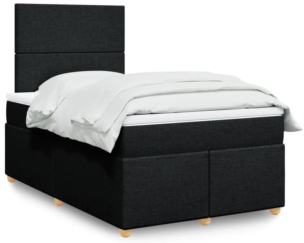 vidaXL Pat box spring cu saltea, negru, 120x200 cm, textil
