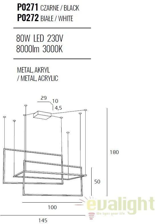 Lustra LED XXL suspendata design modern GEOMETRIC alba P0272 MX