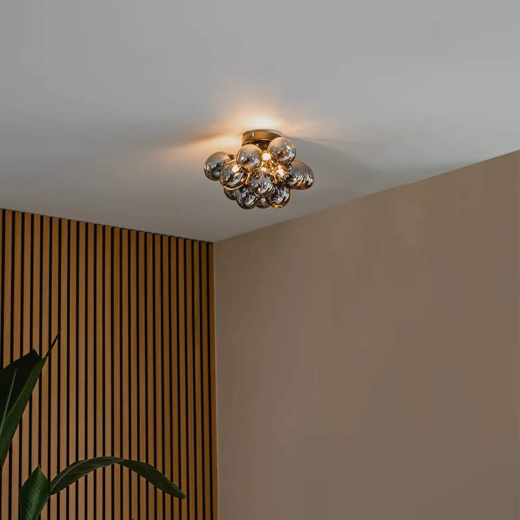 Plafonieră inteligentă neagră cu sticlă fumurie cu 3 lumini, incl. Zigbee G9 - Uvas