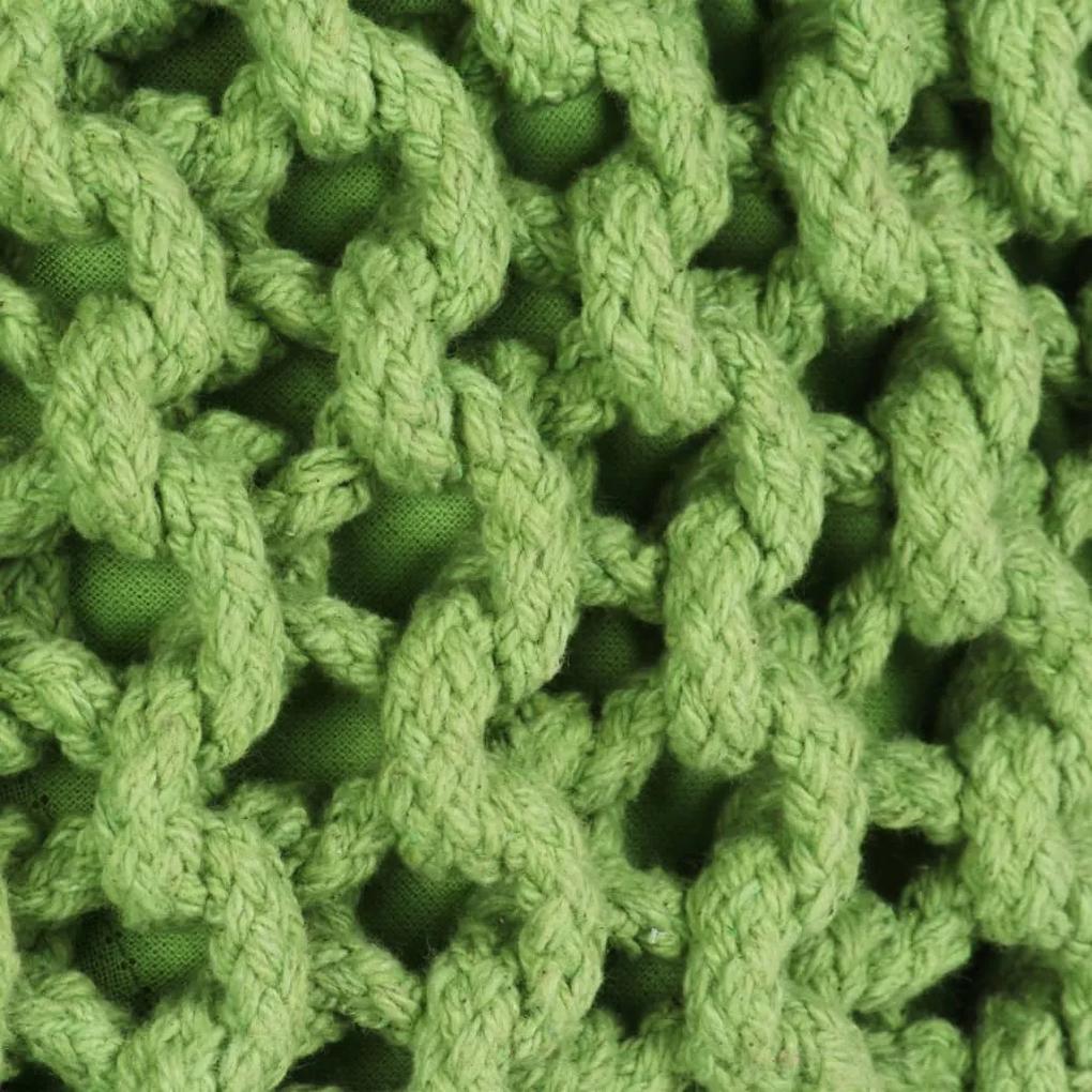 245074 vidaXL Puf tricotat manual, bumbac, 50 x 35 cm, verde