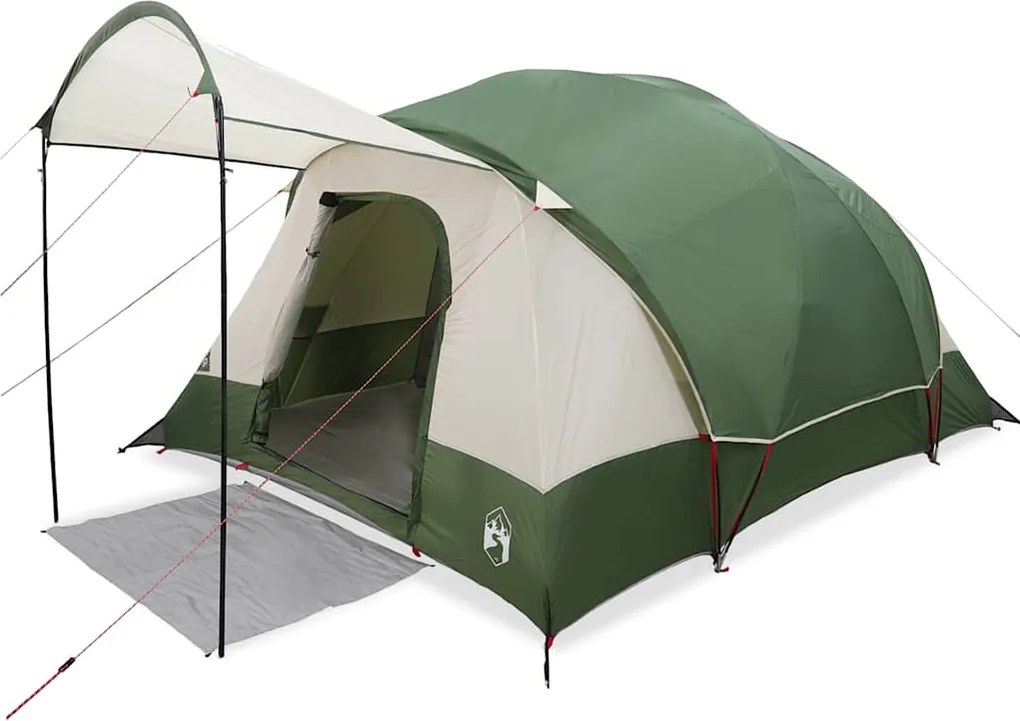 vidaXL Cort de familie tunel pentru 8 persoane, verde, impermeabil
