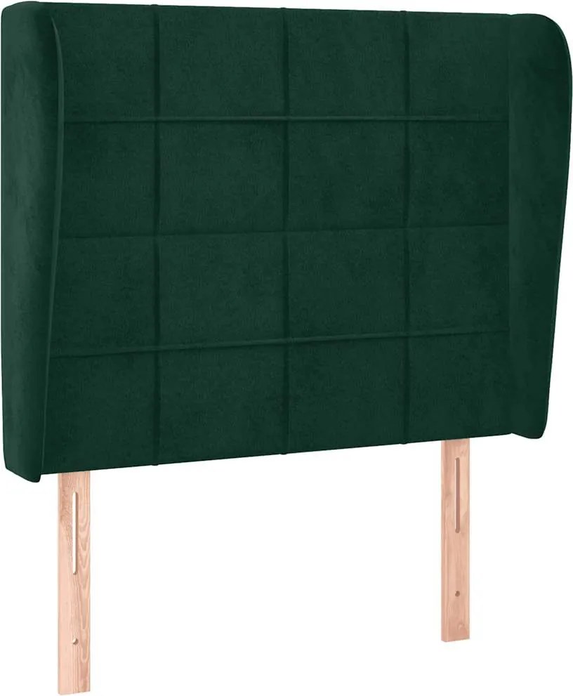 vidaXL Tăblie pat cu aripioare verde închis 83x23x118/128 cm catifea