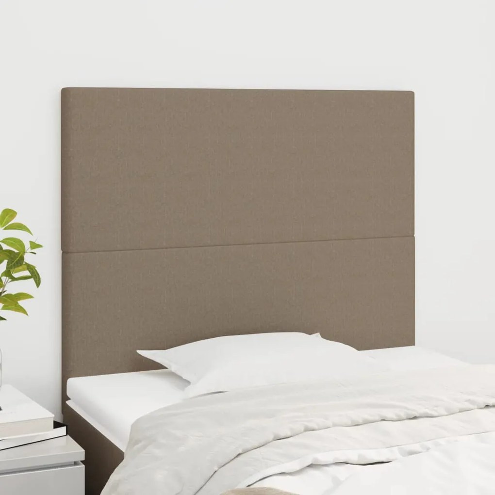 vidaXL Tăblii de pat, 2 buc, gri taupe, 80x5x78/88 cm, textil