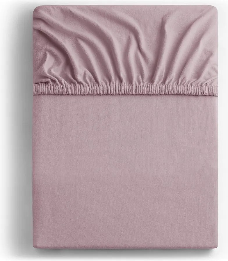 Cearceaf roz prăfuit din jerseu cu elastic 90x200 cm Amber – Restilo
