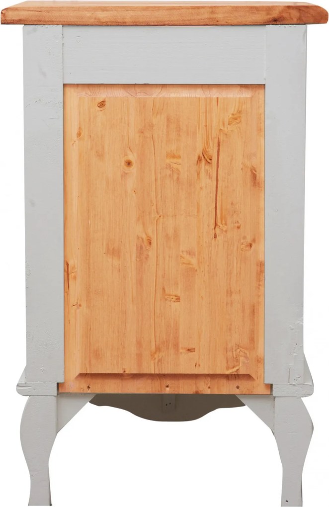 Noptiera, L46 36 H70 cm, alb antichizat natur, lemn masiv