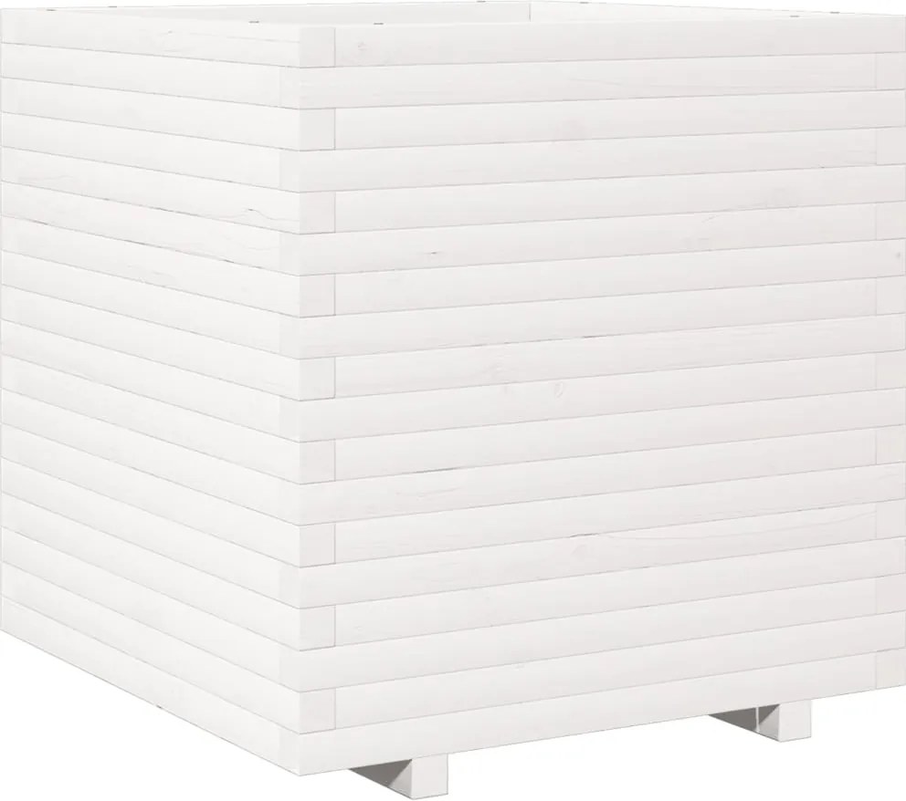 vidaXL Jardinieră de grădină, alb, 70x70x72 cm, lemn masiv de pin