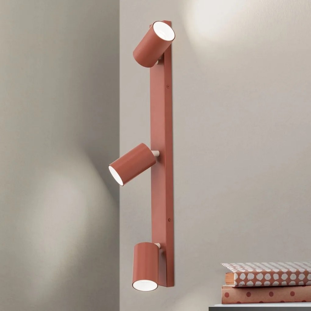 Aplica cu 3 spoturi directionabile stil minimalist PENN, rosu coral