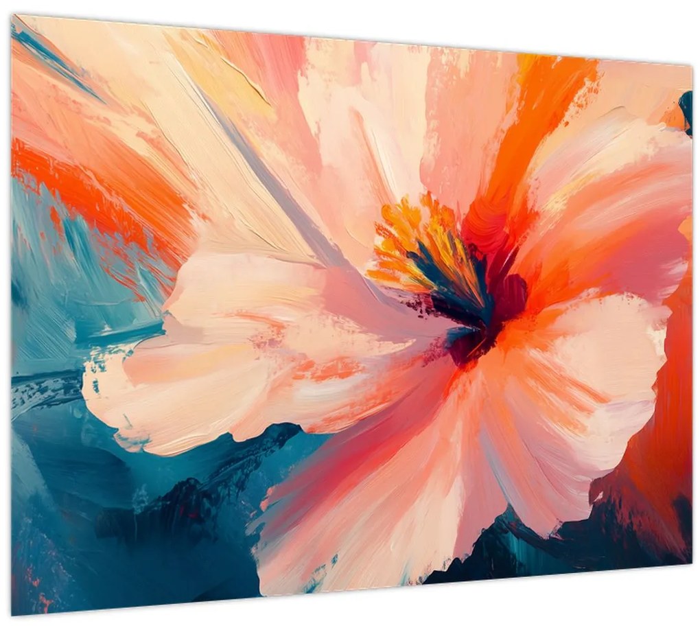 Tablou pe sticlă - Floare pictată (70x50 cm)