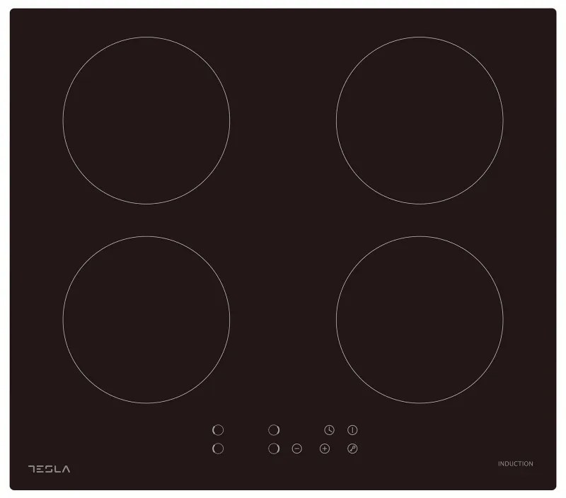 Plita vitroceramica incorporabila Tesla HI6401MB, 7200W, 4 zone, 9 trepte, Timer, Indicator caldura reziduala, Protectie copii, Negru