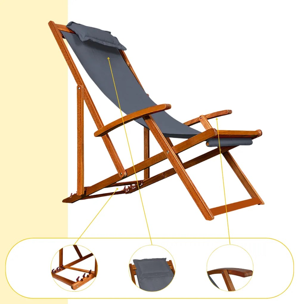 Șezlong de grădină SIENA, 65x87x102, antracit Jurhan