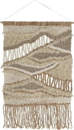 Tapiserie de perete țesută manual din lână și iută, 120×180 cm, „Wave"