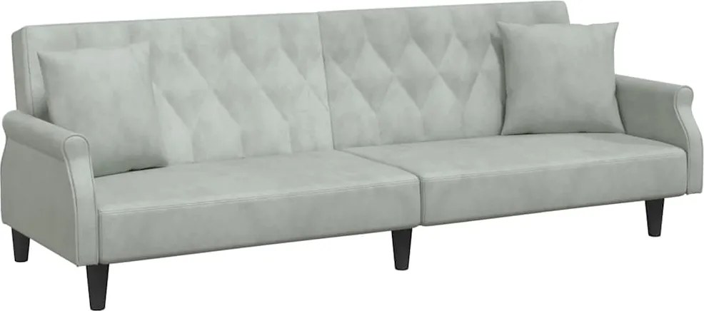 vidaXL Canapea extensibilă cu cotiere, gri deschis, catifea