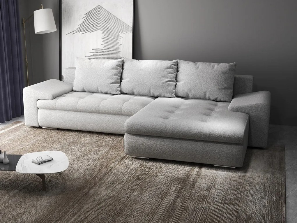 Colțar extensibil dumonde cu ladă de depozitare si sezut confortabil din spuma high-density, Leonardo Euphoria Dove 260x185 cm II