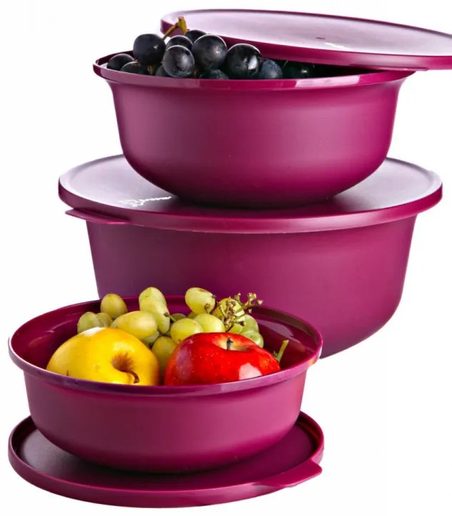 Set 3 Caserole, Plastic fara BPA, 2374, Violet