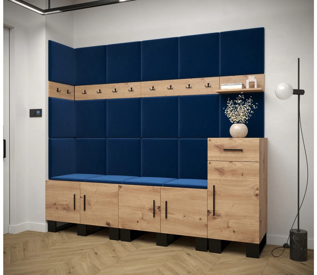 Set mobilier pentru hol Amanda 9 (Stejar artisan + Albastru). 1085934