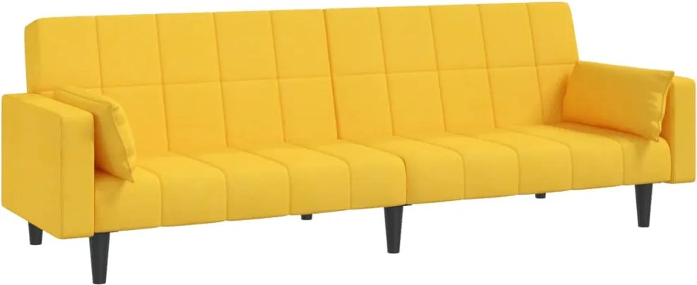 vidaXL Canapea extensibilă cu 2 locuri, 2 perne, galben, textil