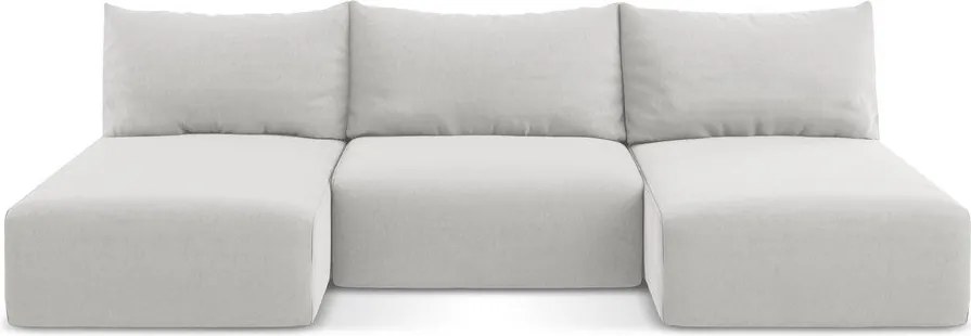 Colțar gri deschis extensibil/cu spațiu de depozitare cu tapițerie din catifea (în formă de "U") Kalena – Makamii