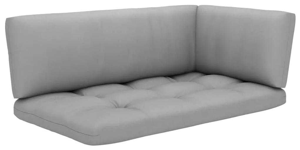Canapea din paleti cu 2 locuri, perne gri, lemn pin tratat Canapea cu 2 locuri, Gri, Gri