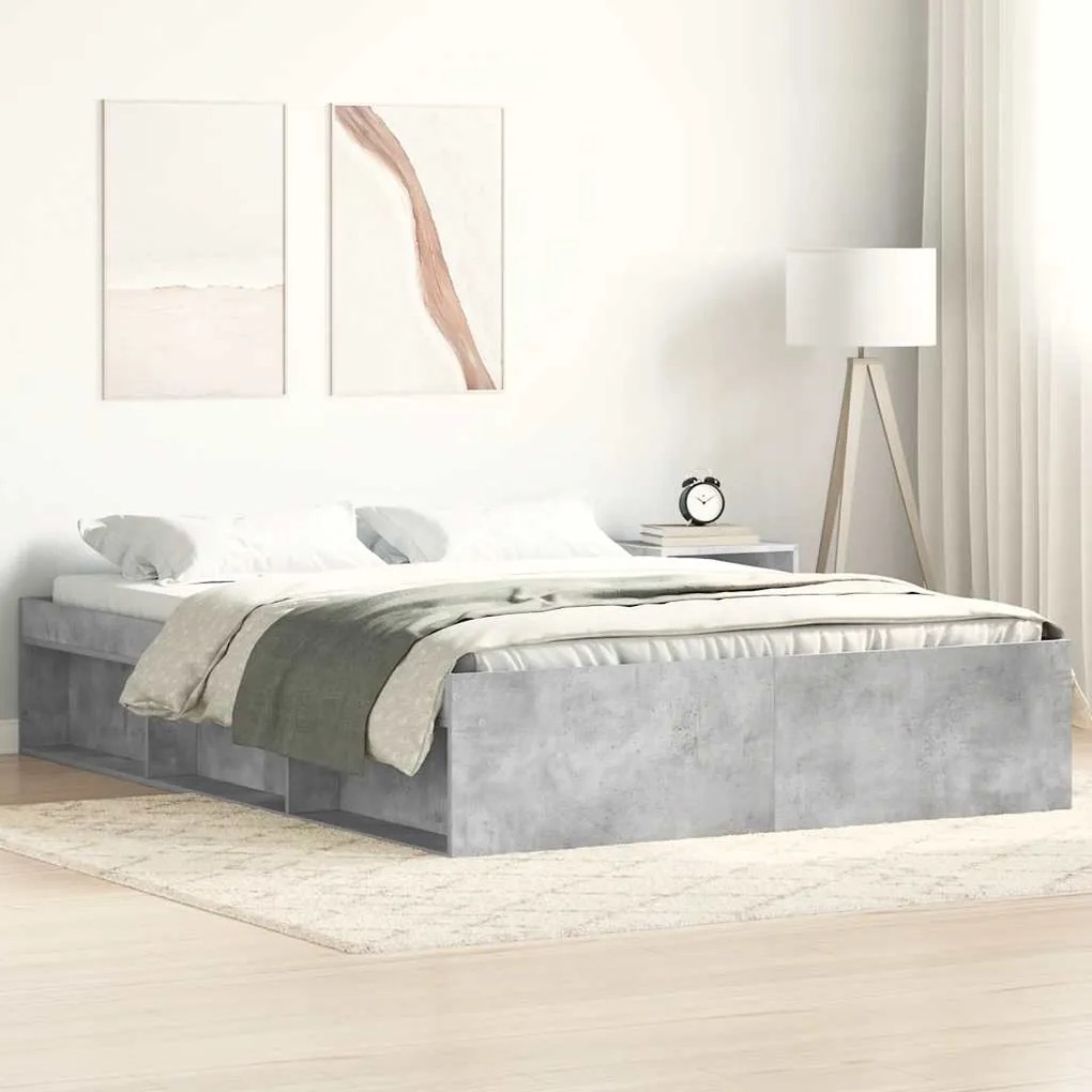 vidaXL Cadru de pat, gri beton, 120x200 cm