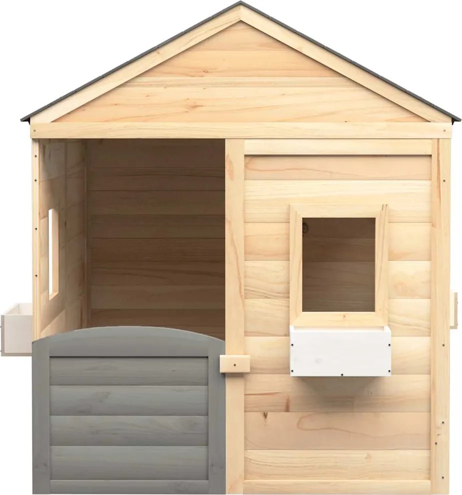 vidaXL Casă de joacă, ușă cu blocare/ghivece de flori, lemn masiv brad