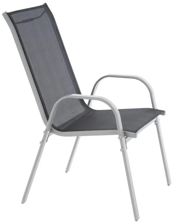 Scaune de grădină stivuibile, set 4 bucăți, cu spătar înalt