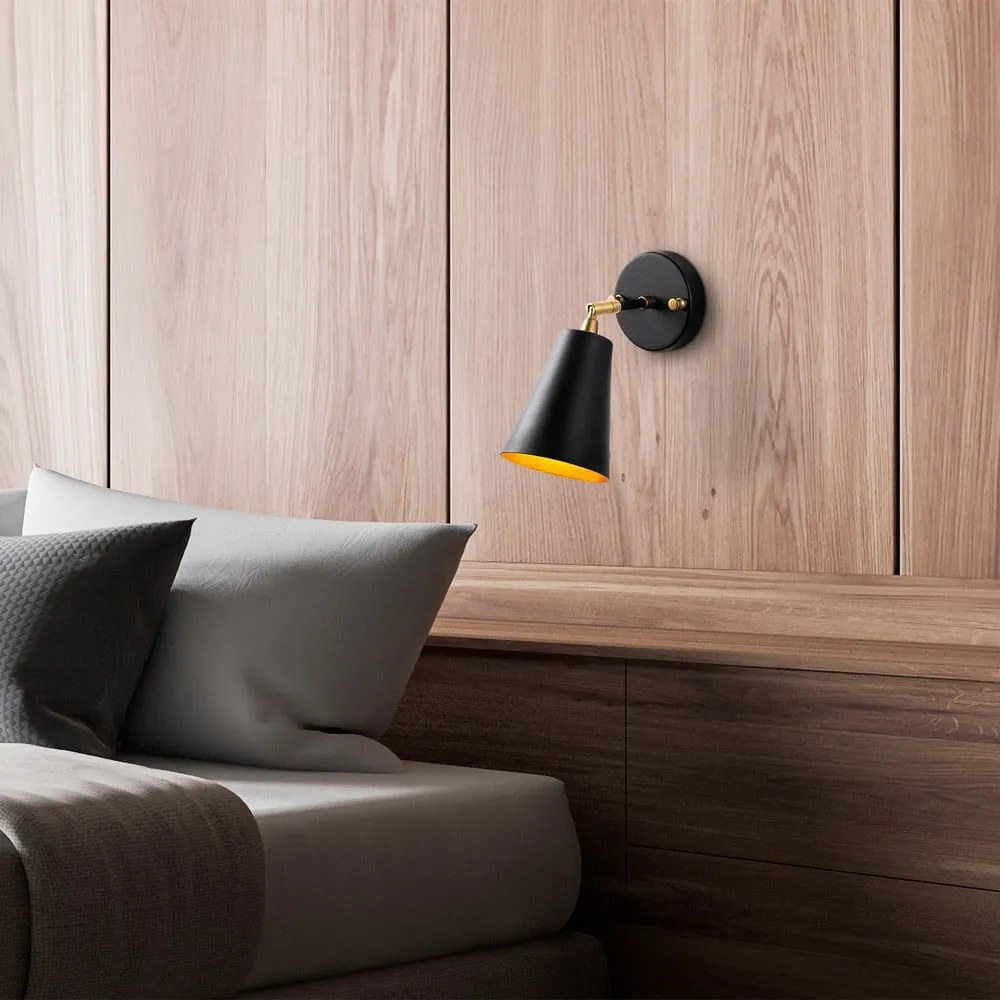 Aplică de perete neagră/aurie ø 10 cm Evander – Opviq lights