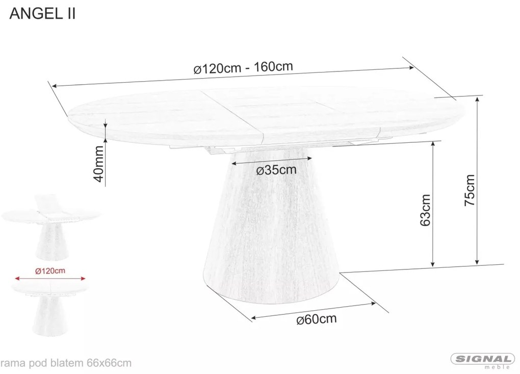 Masa Angel II marmura gri/negru L120-160xl120 cm