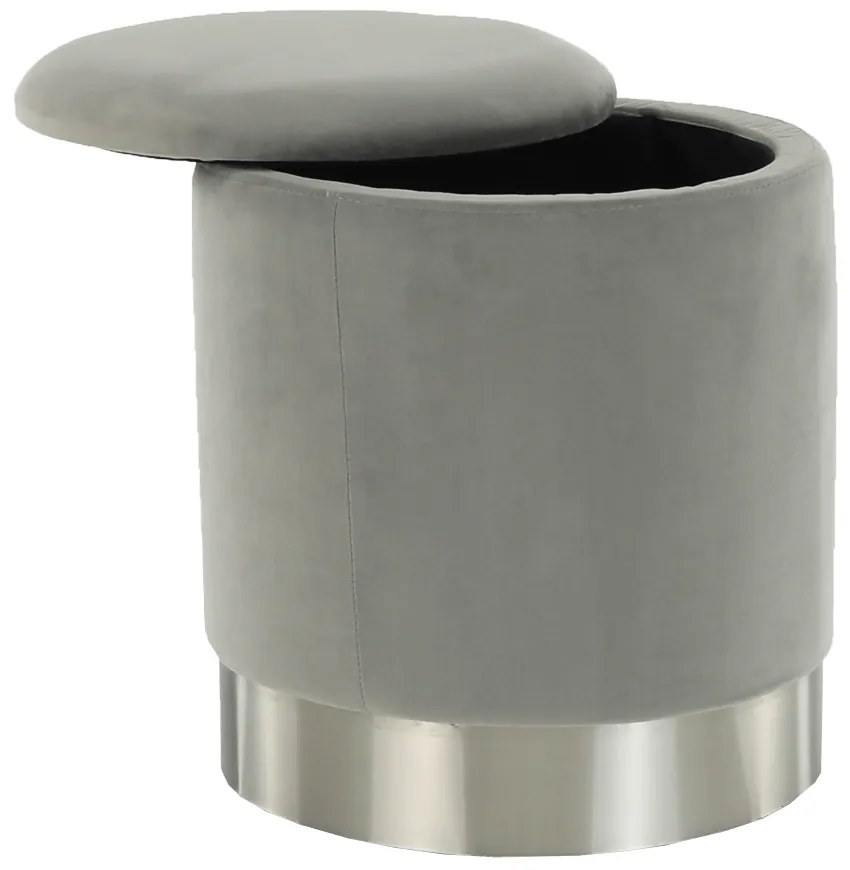 Taburet, catifea Velvet gri/crom argintiu, DARON