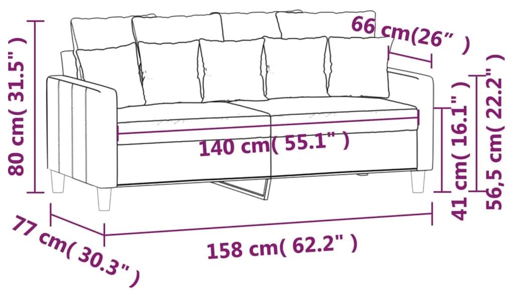 Canapea cu 2 locuri, gri deschis, 140 cm, catifea Gri deschis, 158 x 77 x 80 cm