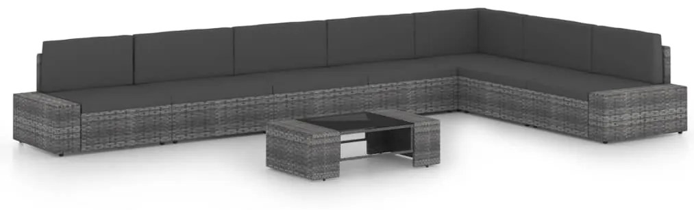 vidaXL Set mobilier de grădină cu perne, 8 piese, gri, poliratan