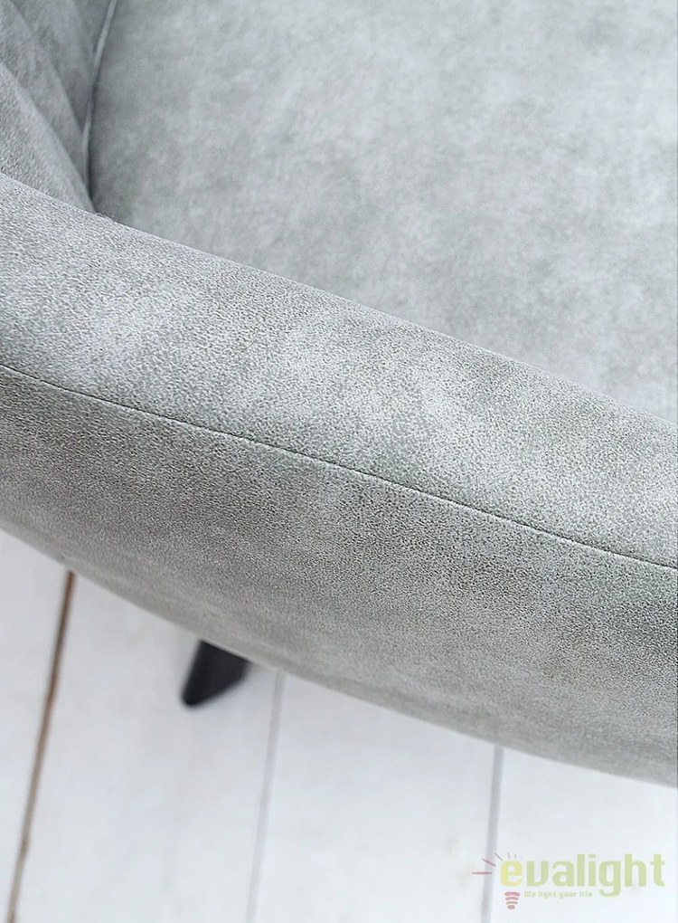 Scaun design industrial vintage cu tapiterie din microfibra, Lucca, gri stone A-38310 VC