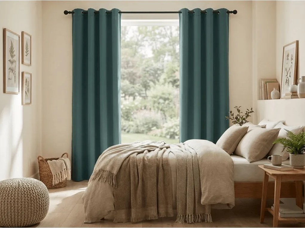 Draperie turcoaz OXFORD 140x250 cm Agatat: Inele metalice