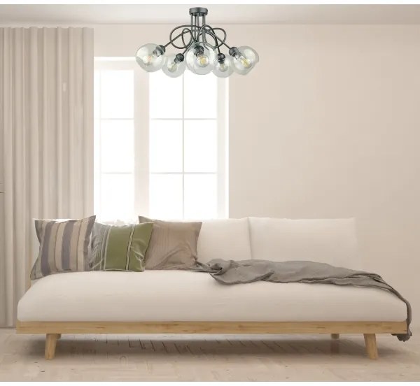 Lustră aplicată EVIE 5xE27/60W/230V antracit/transparent