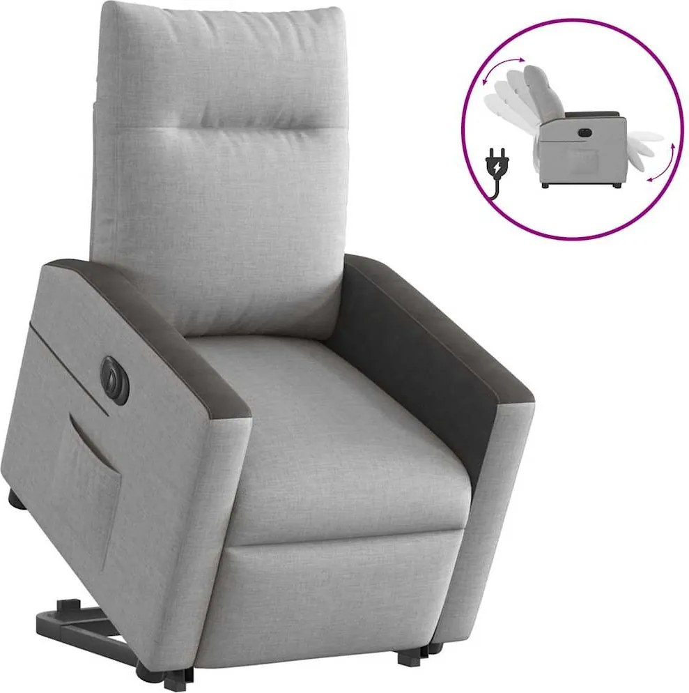 vidaXL Scaun reclinabil electric, țesătură gri nor