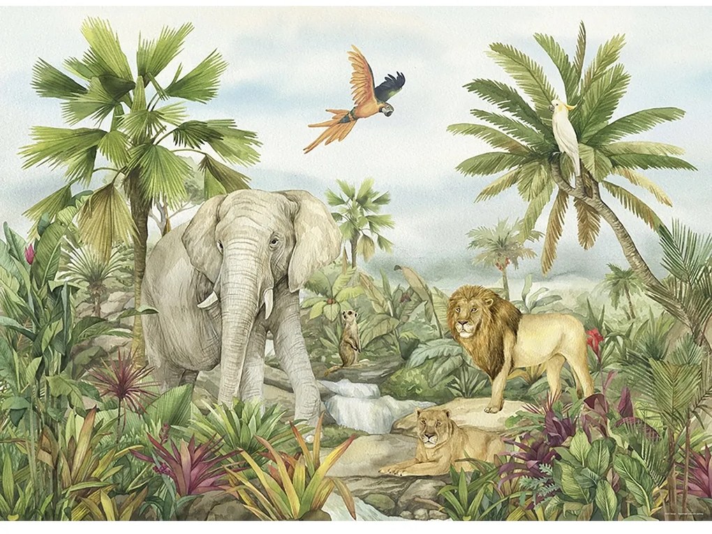 Fototapetă pentru copii Colourful Jungle 252 x 182cm, 4 părți