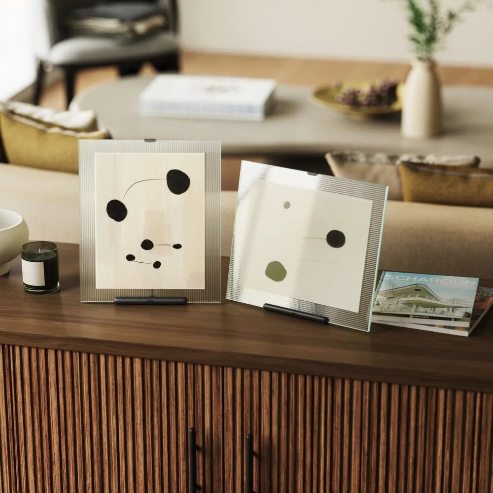 Ramă foto neagră cu picior de susținere din sticlă 26x30,5 cm Flute – Umbra