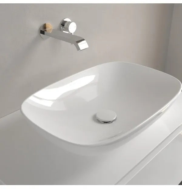 Lavoar pe blat, Villeroy&amp;Boch Loop&amp;Friends, material TitanCeram, 56x38cm, fara preaplin, Alb Alpin, 4A490101