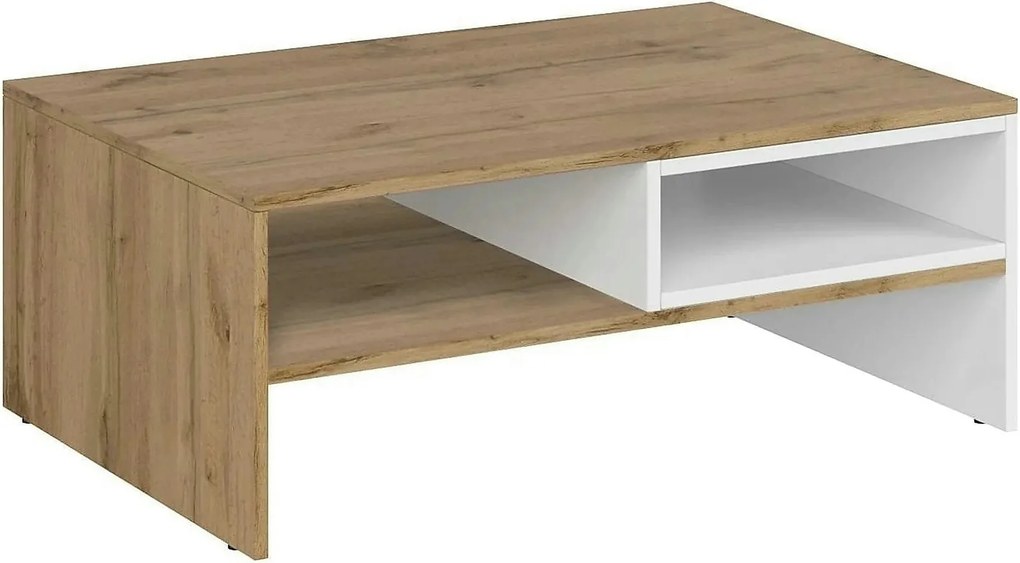 Masuta cafea Vigo, alb/stejar wotan, PAL laminat, 90x60x36 cm