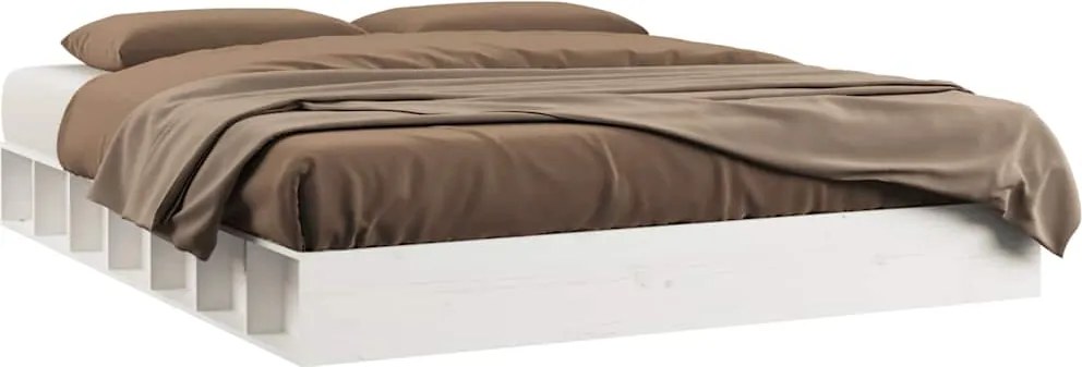 vidaXL Cadru de pat, alb, 140x200 cm, lemn masiv