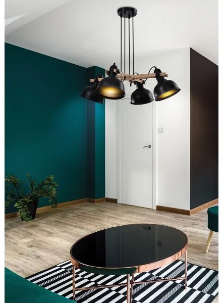 Lustră pe cablu RENO 4xE27/40W/230V neagră/maro