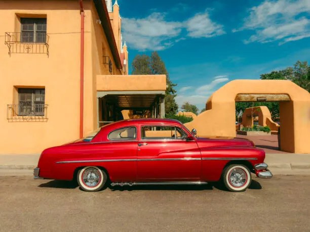 Ilustrație Classic Red Mercury Car in Old, Marcia Straub