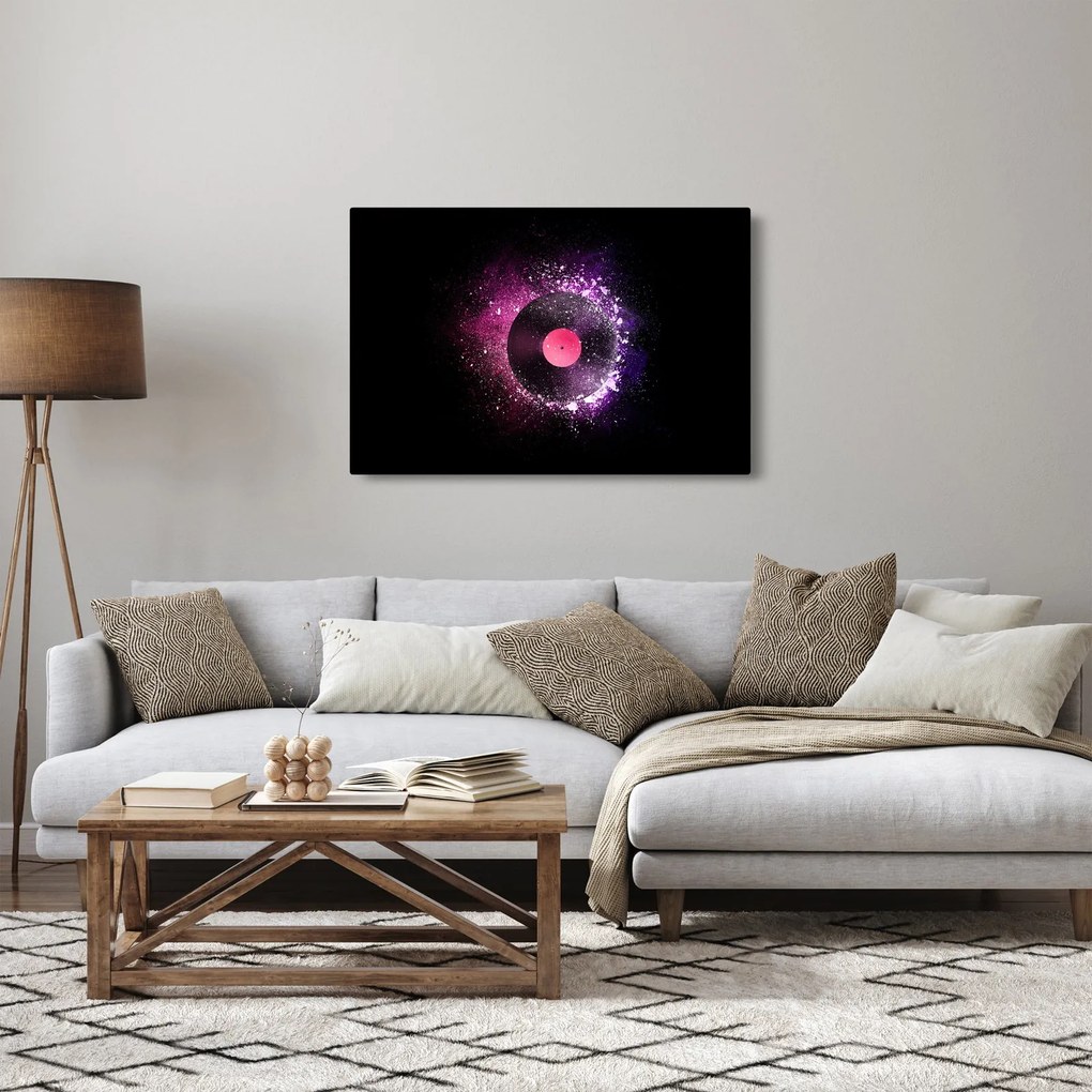 Tablou - Disc de vinil roz-violet (90x60 cm)