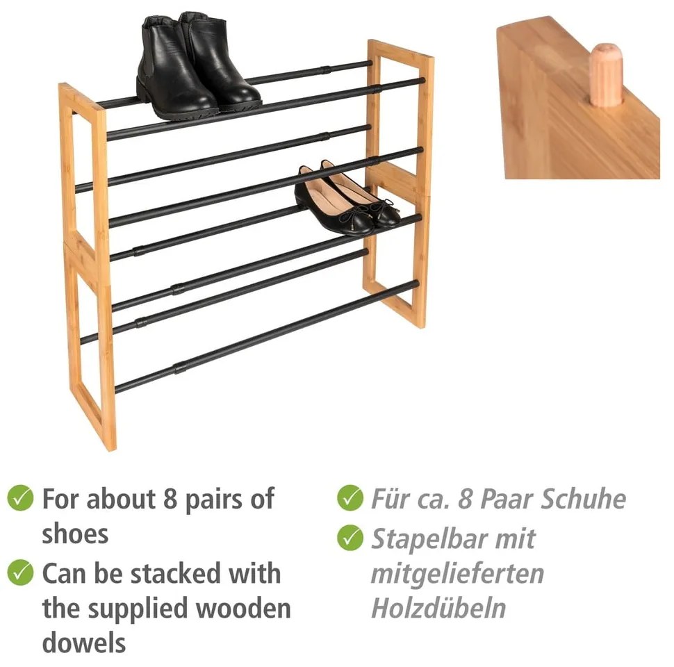 Pantofar negru/în culoare naturală telescopic din metal Ecori – Wenko