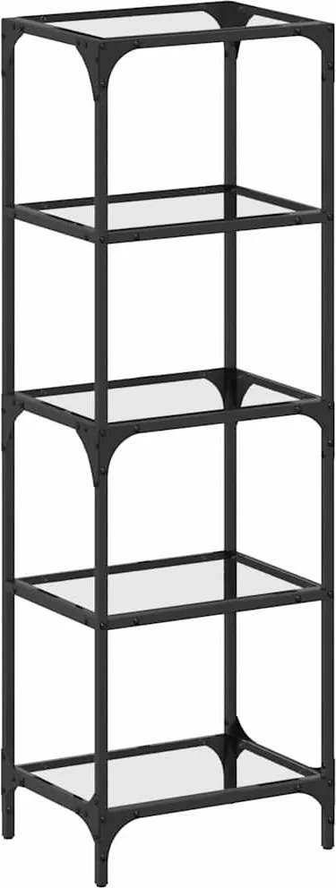 vidaXL Suport de depozitare, blat din sticlă neagră, 40x30x123cm, oțel