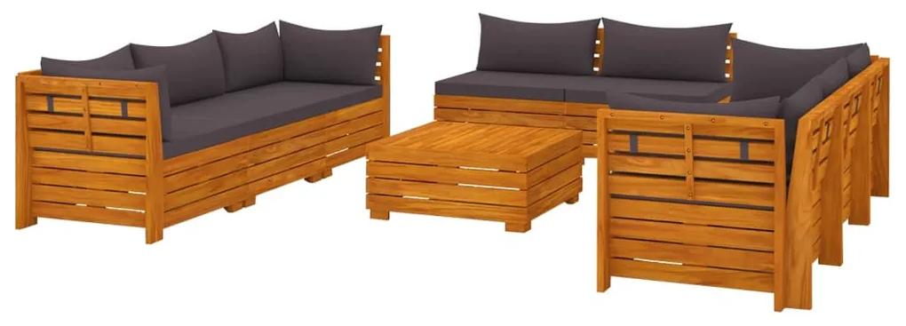 3087316 vidaXL Set mobilier grădină cu perne, 9 piese, lemn masiv de acacia